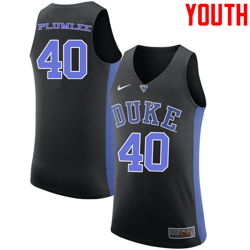 Youth #40 Marshall Plumlee Duke Blue Devils College Basketball Jerseys-Black